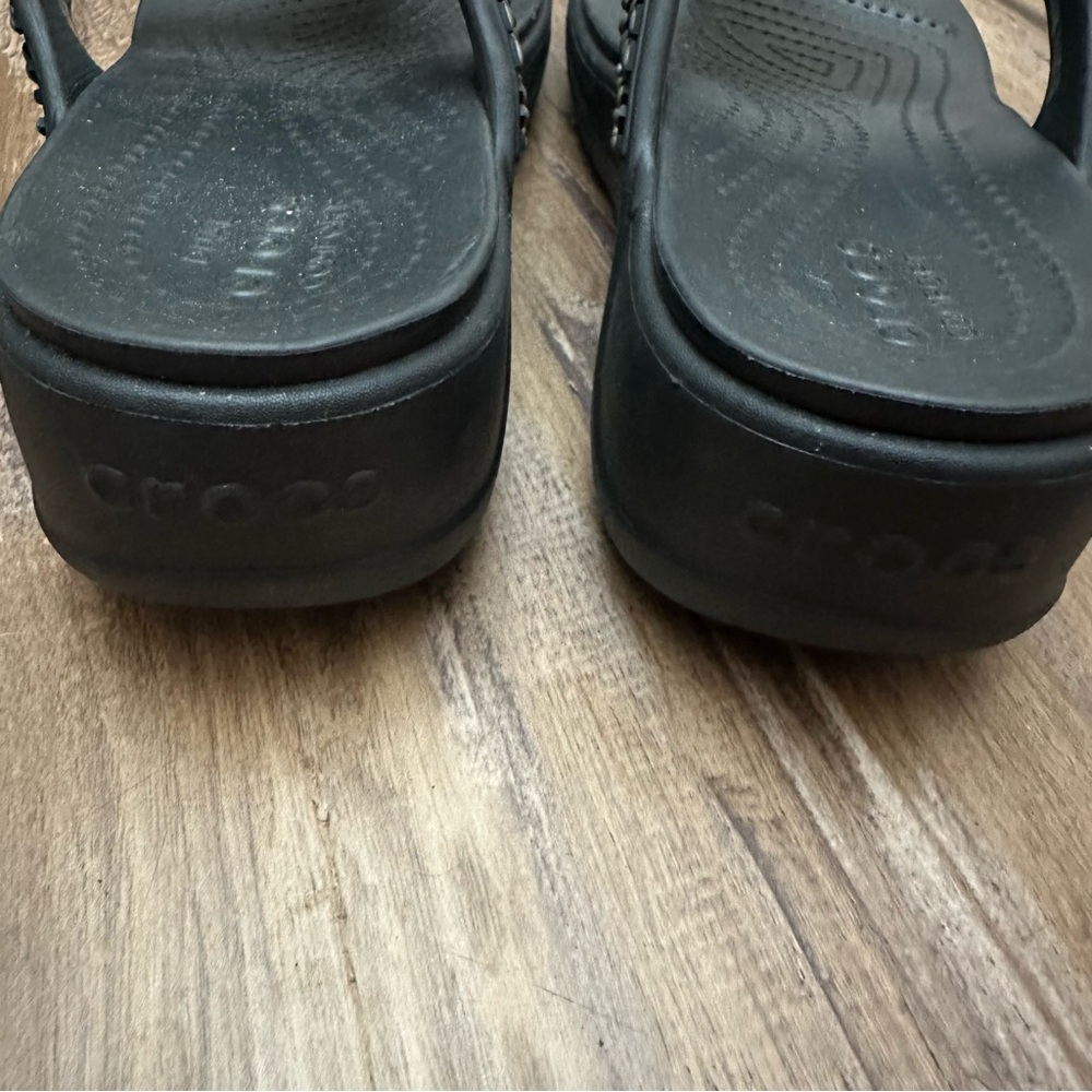 Crocs Sandals Monterey Diamante Flip Flops Dual Comfort Wedge - Picture 5 of 9